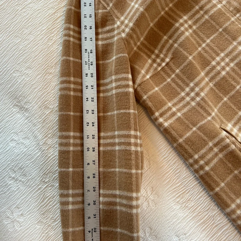 Talbots Wool Coat Jacket tan cream plaid size 1X - Picture 13 of 15